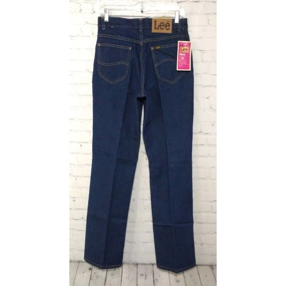 Vintage LEE Girls' Rider Dark Denim Straight Leg Jeans Size 14.5X29.5 New - Picture 3 of 8